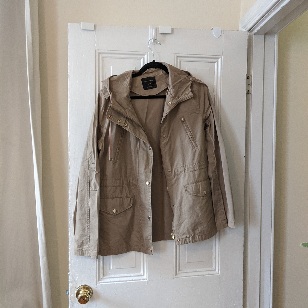 Tan jacket with hood